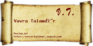 Vavra Talamér névjegykártya